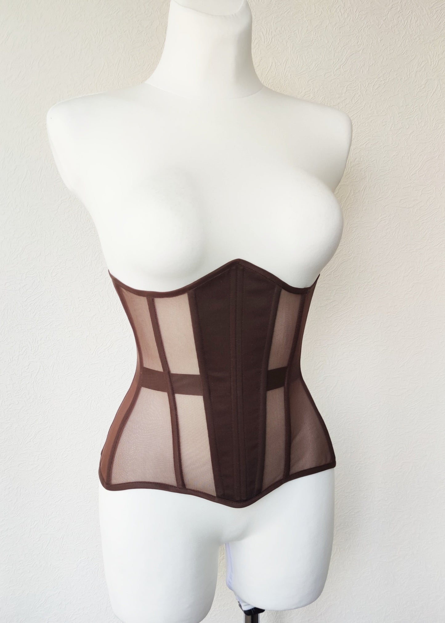 Beige Mesh underbust corset