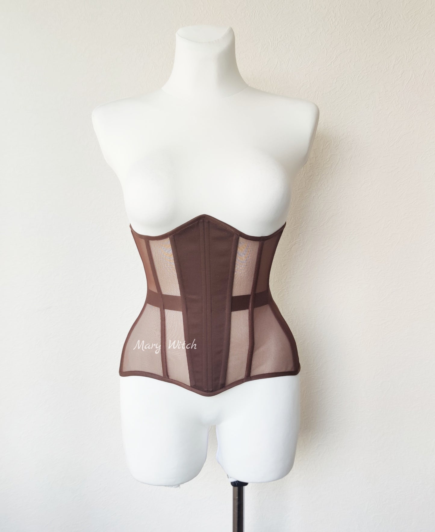 Beige Mesh underbust corset