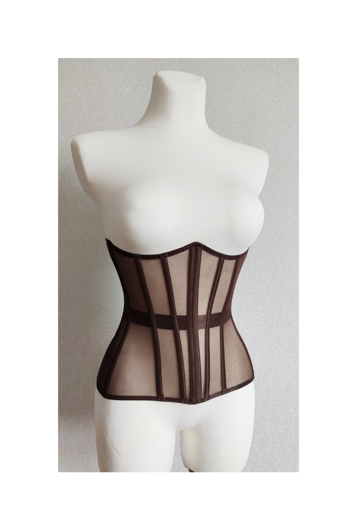 Beige Mesh underbust corset