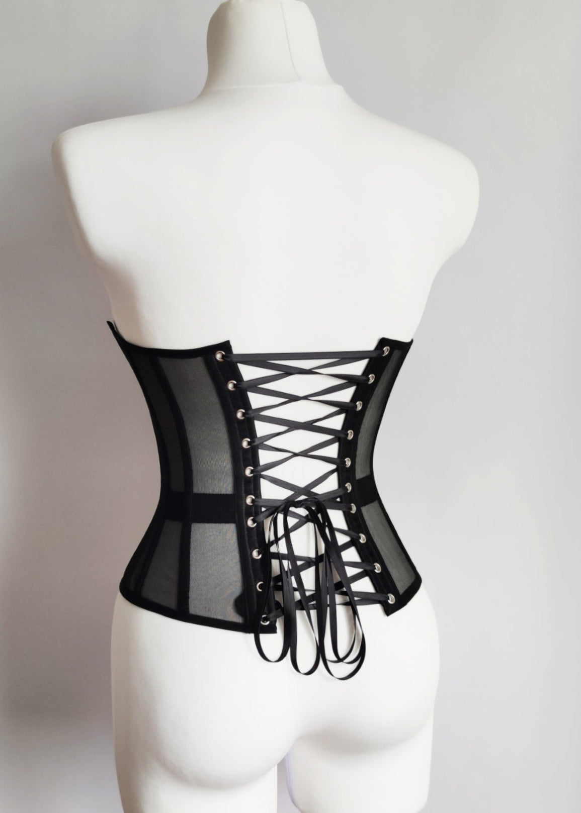 Black underbust mesh corset