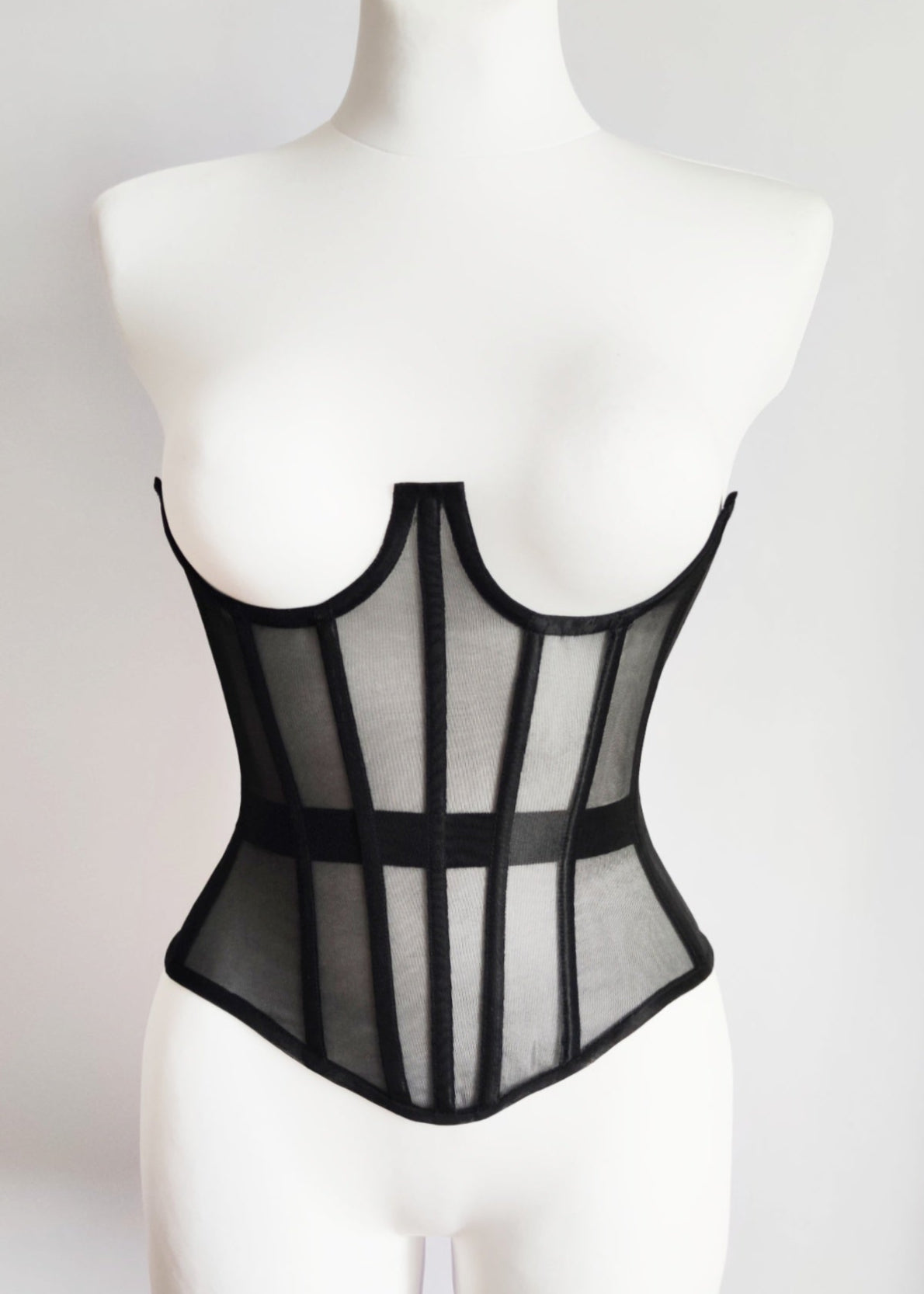 Black underbust mesh corset