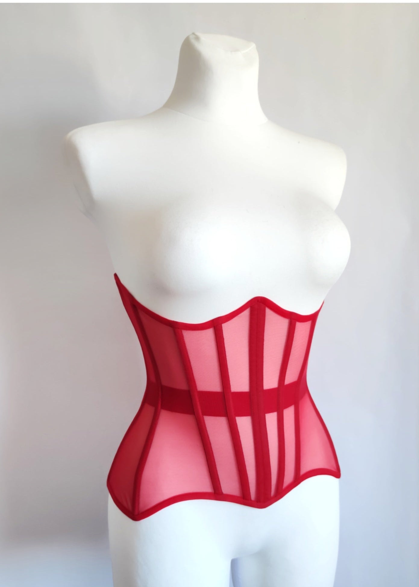 Beige Mesh underbust corset