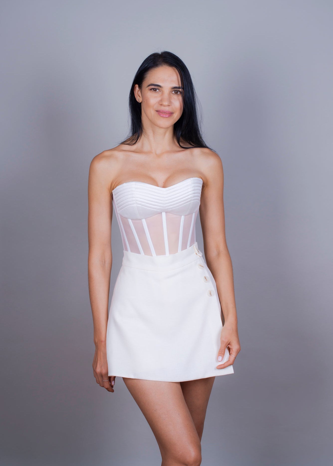 White Sheer Corset Top