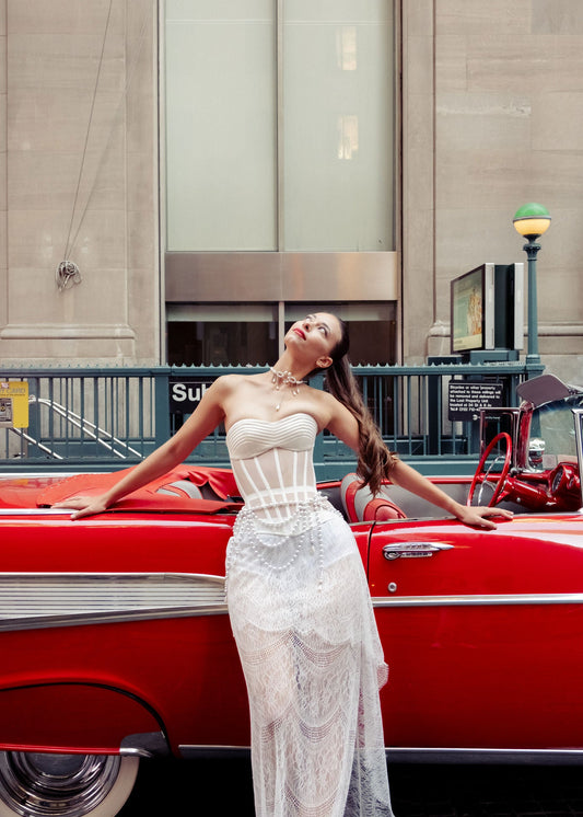 Off-White Lace Asymmetric Skirt