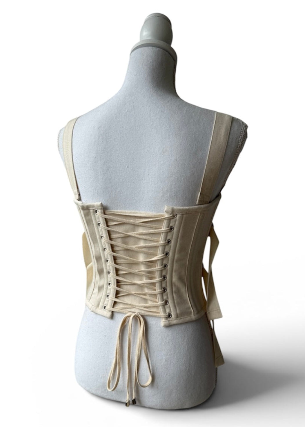 Cotton Fan Laced Corset Top with Removable Straps