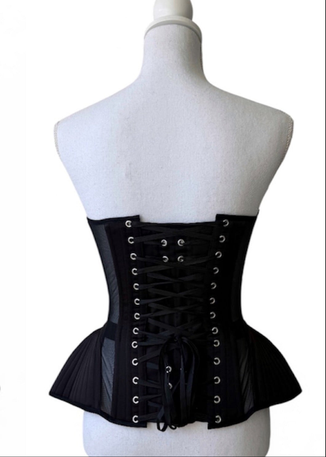 Black Sheer Corset Top with Hip Panels